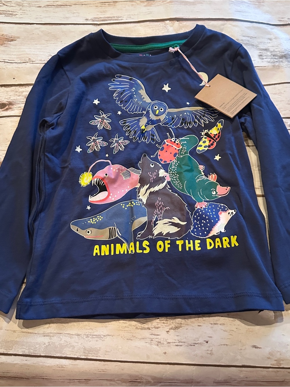 Mini Boden animals of the dark shirt nwt 3/4